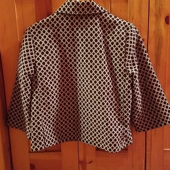 Black and cream patterned blazer, notations, med. - Picture 2 of 6